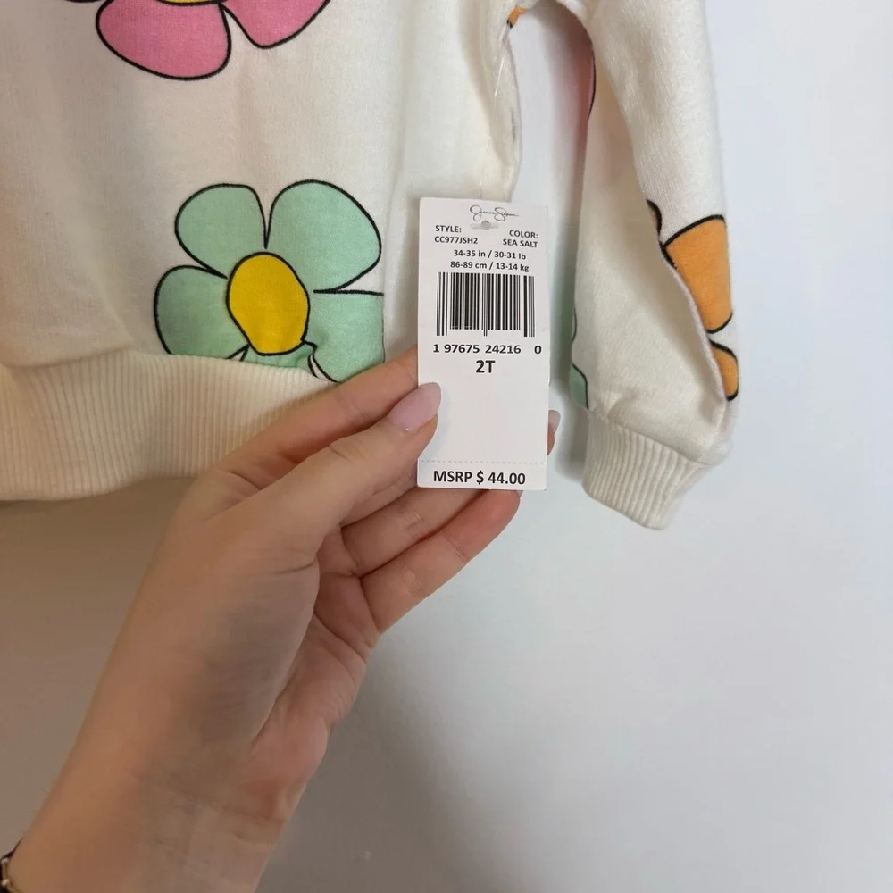 Jessica Simpson Kids' Floral Sweatshirt - White, Pink, Orange, Green, Purple - Picture 2 of 3